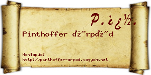 Pinthoffer Árpád névjegykártya